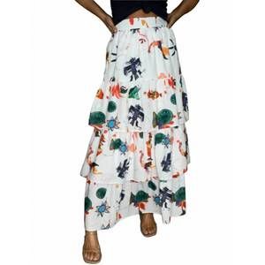 NEW BEULAHSTYLE mayan ruffle maxi skirt in white